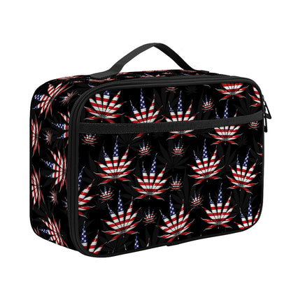 American Marijuana Leaf Pattern Print Portable Lunch Bag