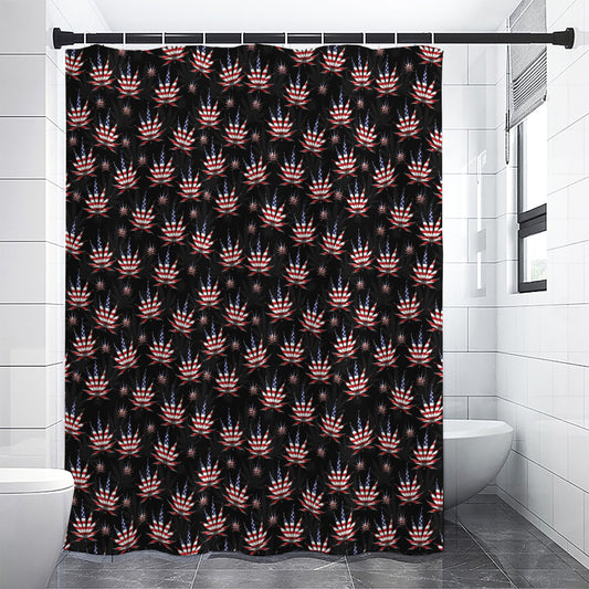 American Marijuana Leaf Pattern Print Premium Shower Curtain