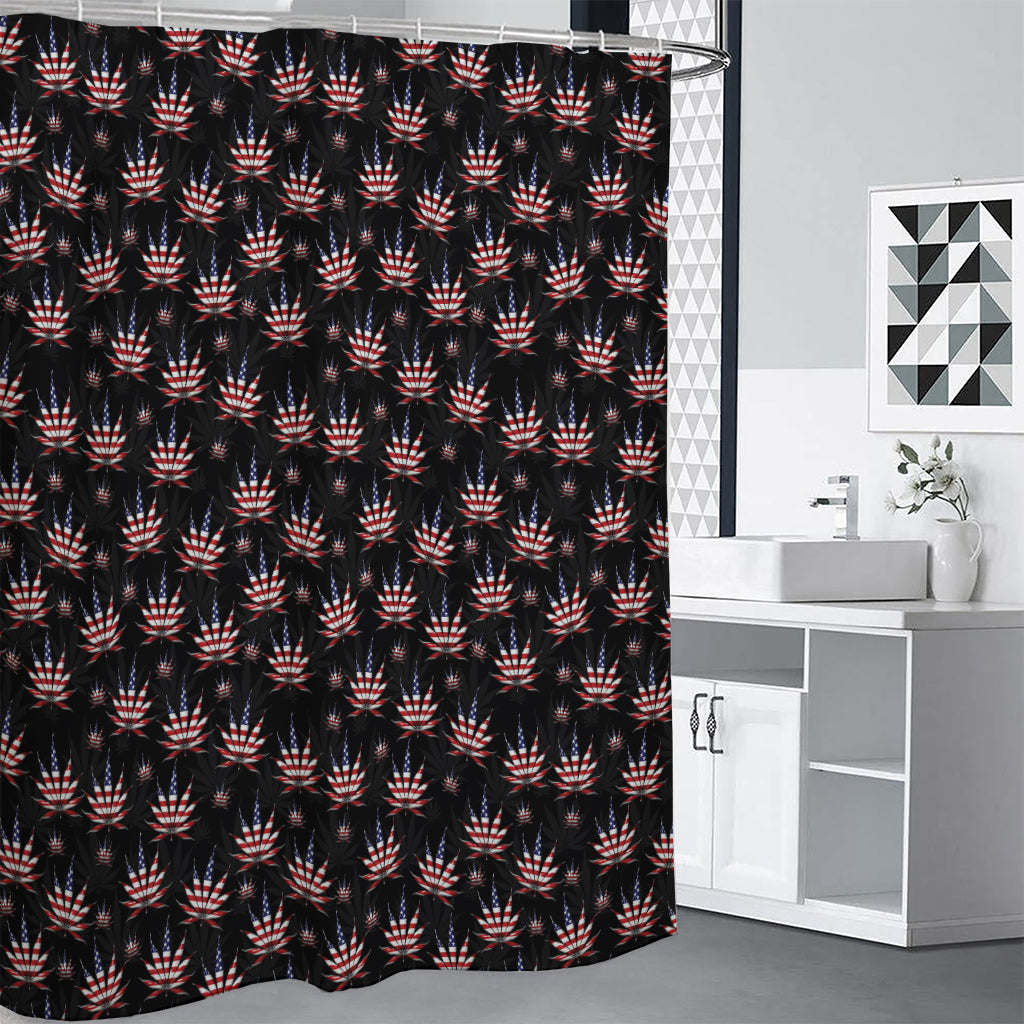 American Marijuana Leaf Pattern Print Premium Shower Curtain