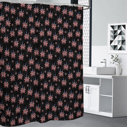American Marijuana Leaf Pattern Print Premium Shower Curtain