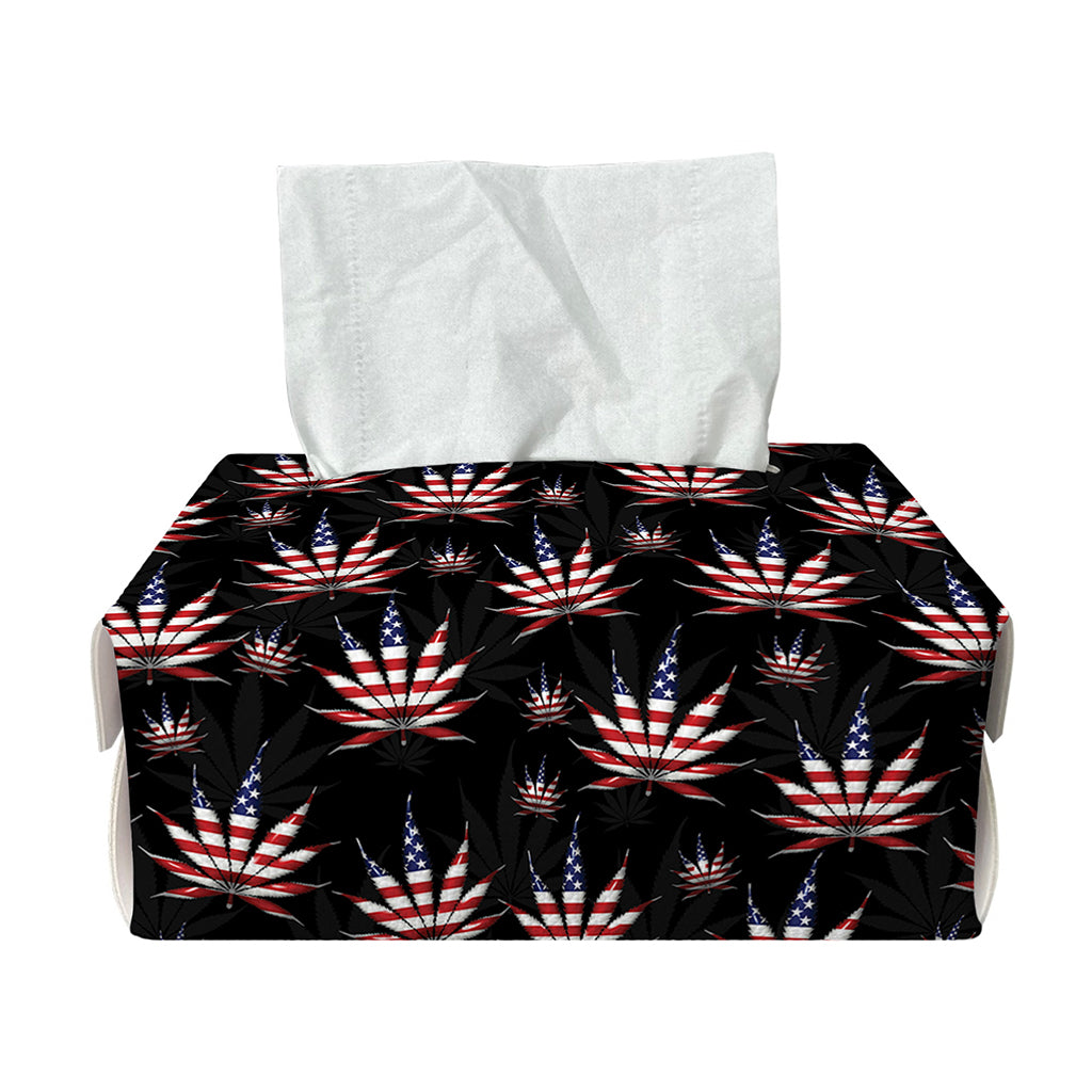 American Marijuana Leaf Pattern Print Rectangle Tissue Box Cover