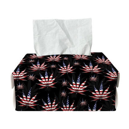 American Marijuana Leaf Pattern Print Rectangle Tissue Box Cover