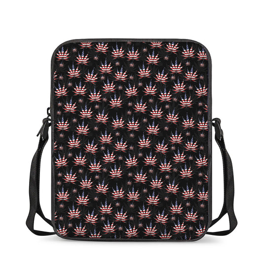 American Marijuana Leaf Pattern Print Rectangular Crossbody Bag