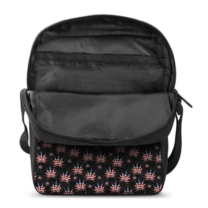 American Marijuana Leaf Pattern Print Rectangular Crossbody Bag