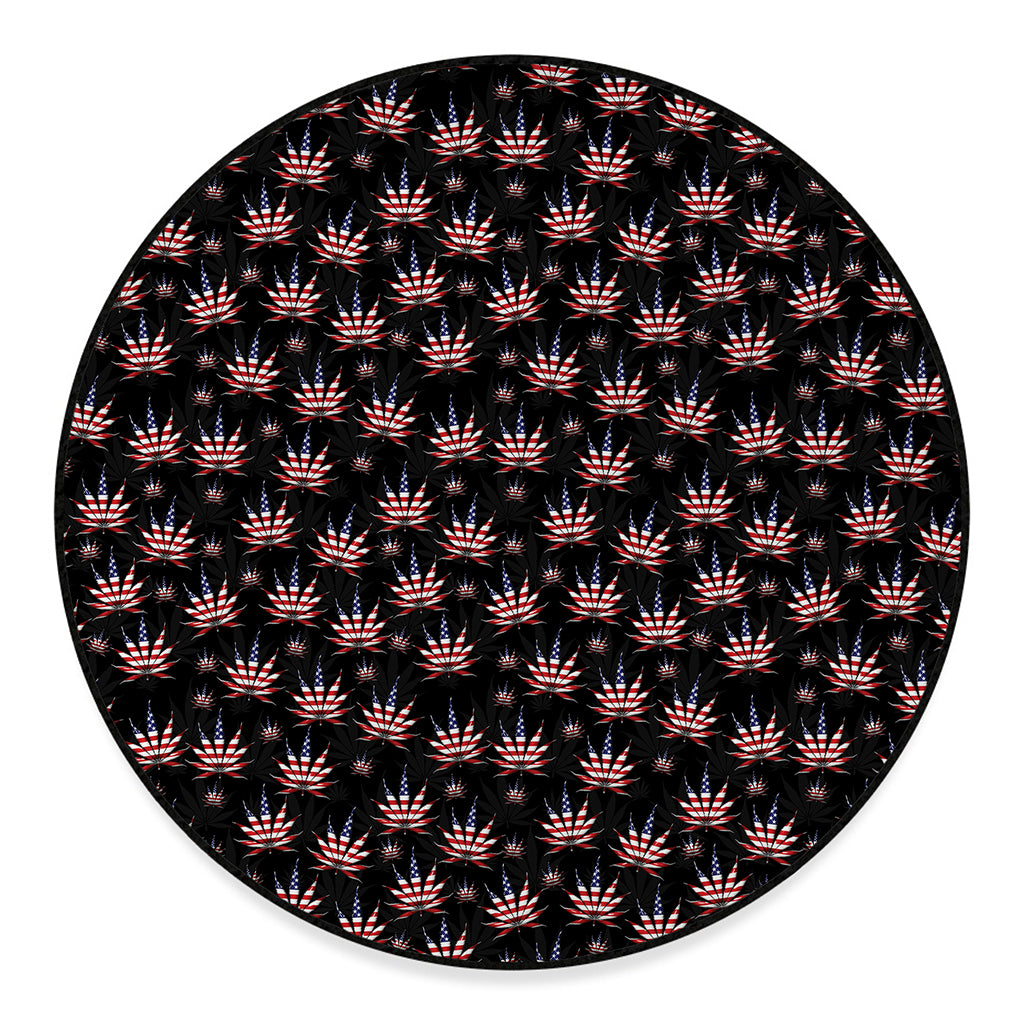 American Marijuana Leaf Pattern Print Round Floor Mat
