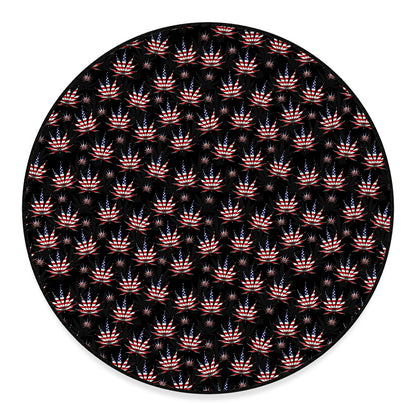 American Marijuana Leaf Pattern Print Round Floor Mat