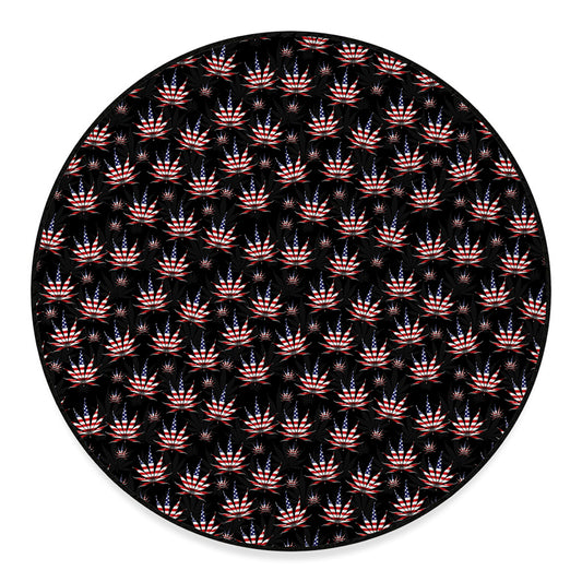 American Marijuana Leaf Pattern Print Round Floor Mat