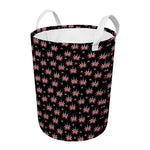 American Marijuana Leaf Pattern Print Round Laundry Basket