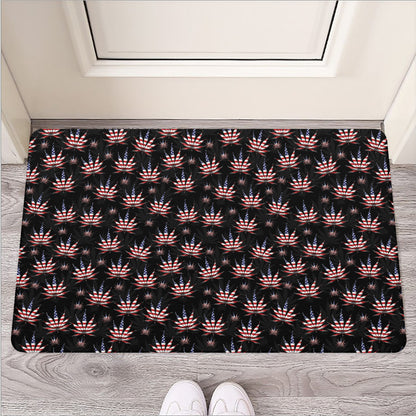 American Marijuana Leaf Pattern Print Rubber Doormat