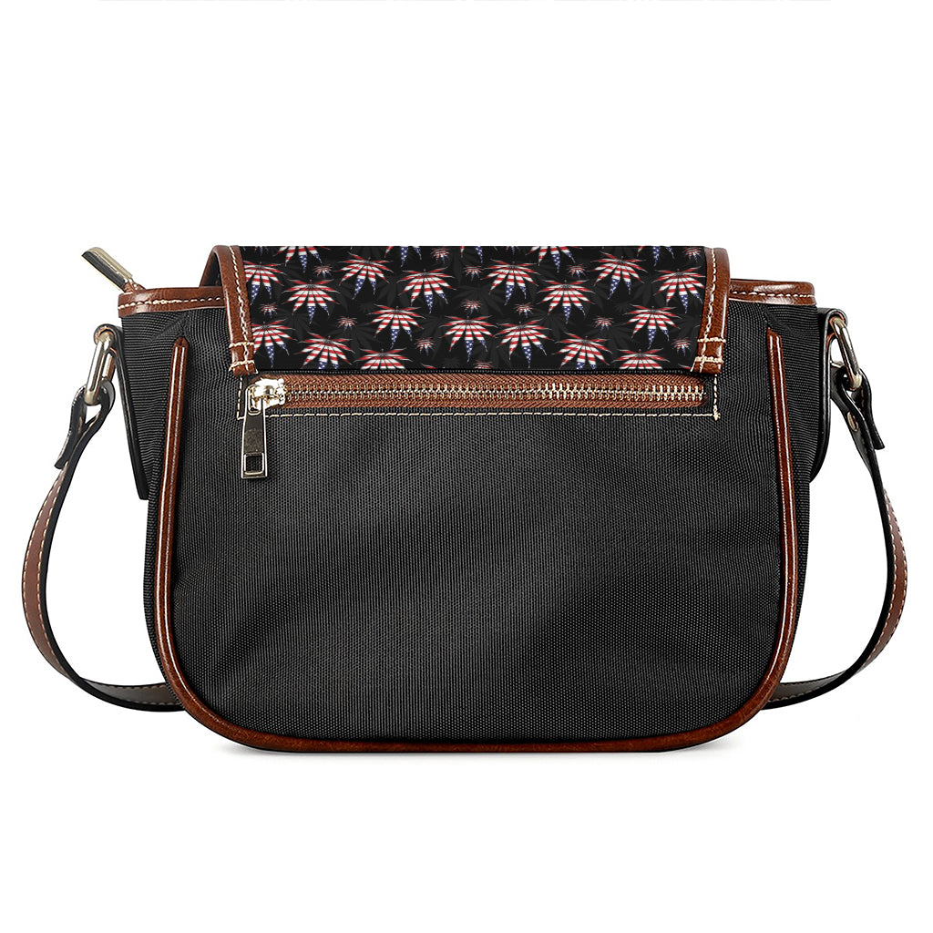 American Marijuana Leaf Pattern Print Saddle Bag