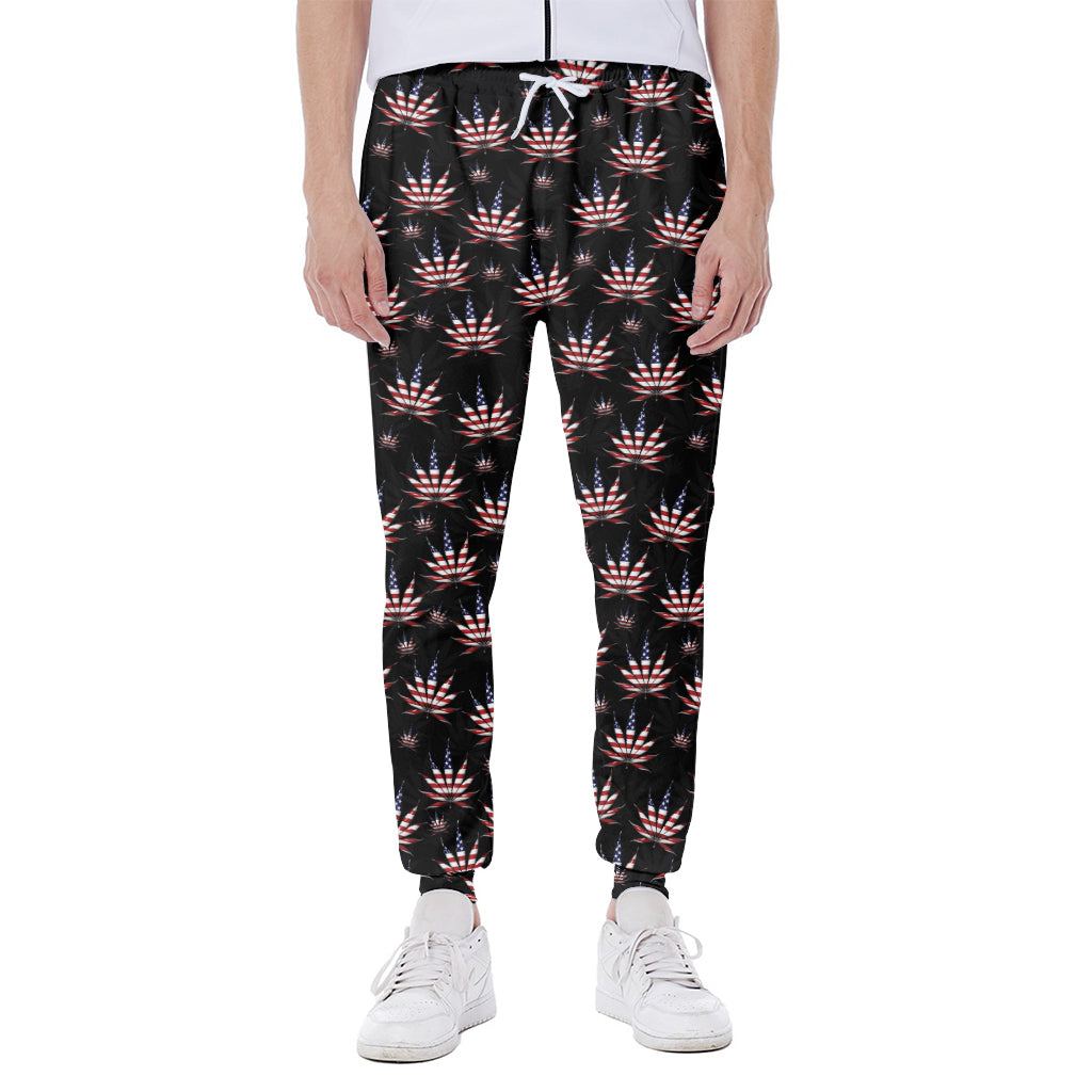 American Marijuana Leaf Pattern Print Scuba Joggers