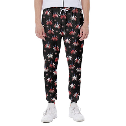 American Marijuana Leaf Pattern Print Scuba Joggers