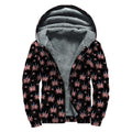 American Marijuana Leaf Pattern Print Sherpa Lined Zip Up Hoodie