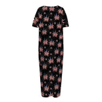 American Marijuana Leaf Pattern Print Short Sleeve Long Nightdress