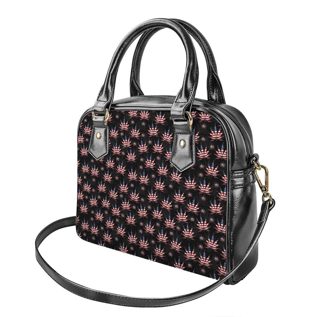 American Marijuana Leaf Pattern Print Shoulder Handbag