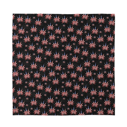 American Marijuana Leaf Pattern Print Silk Bandana