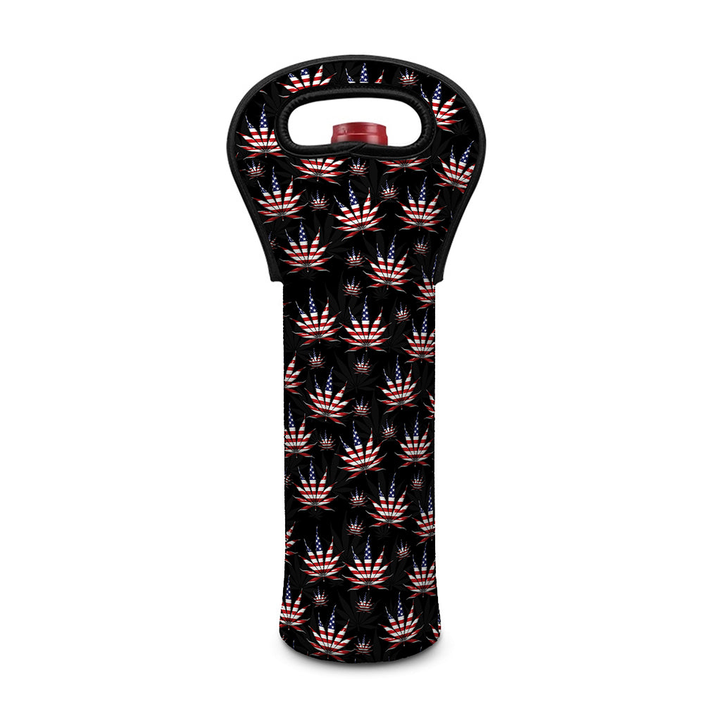 American Marijuana Leaf Pattern Print Single Neoprene Wine Tote