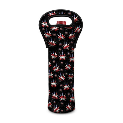 American Marijuana Leaf Pattern Print Single Neoprene Wine Tote