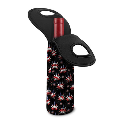 American Marijuana Leaf Pattern Print Single Neoprene Wine Tote