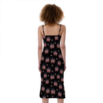 American Marijuana Leaf Pattern Print Slim Fit Midi Cami Dress