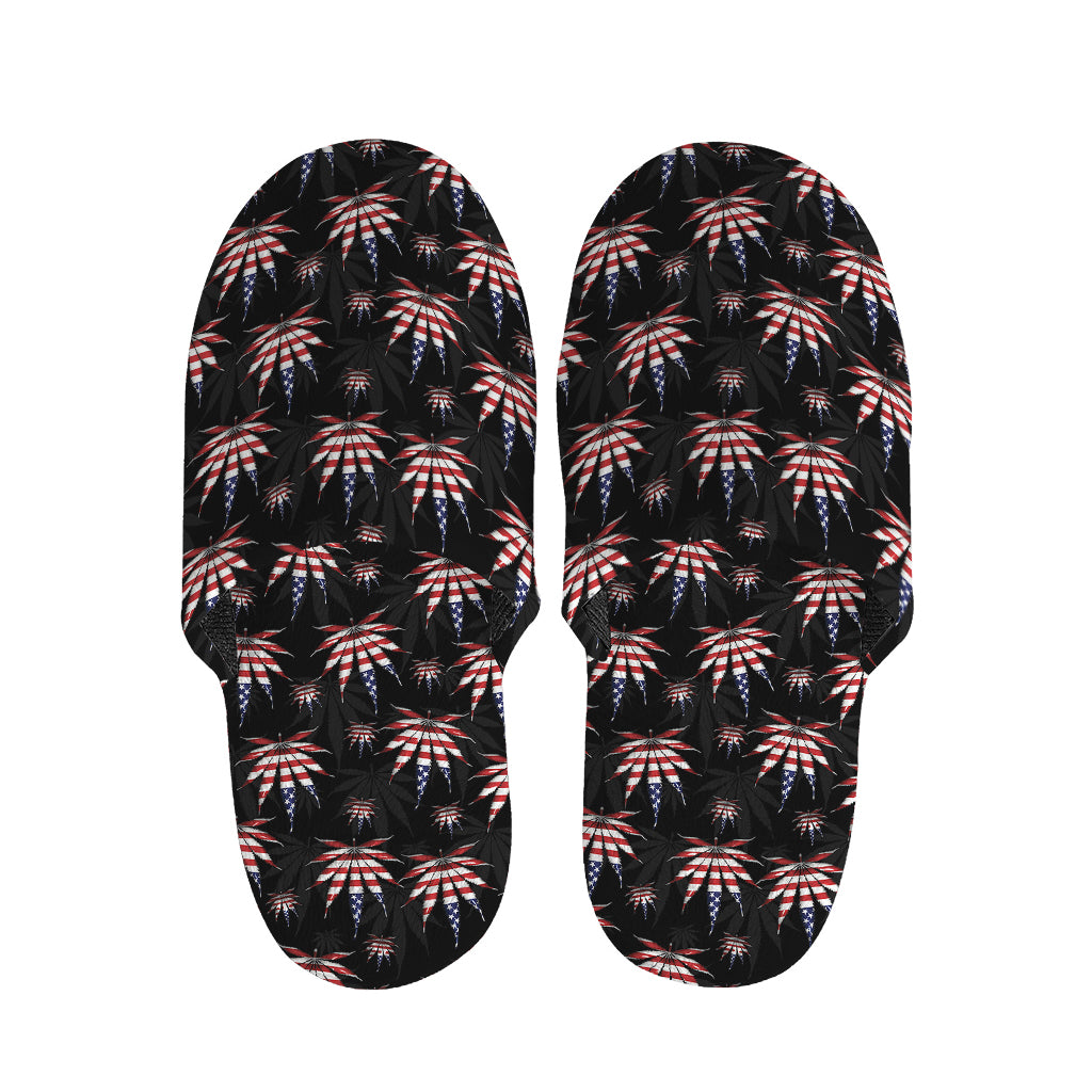 American Marijuana Leaf Pattern Print Slippers