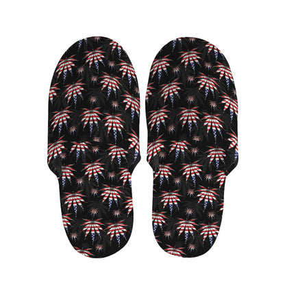American Marijuana Leaf Pattern Print Slippers