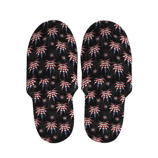 American Marijuana Leaf Pattern Print Slippers