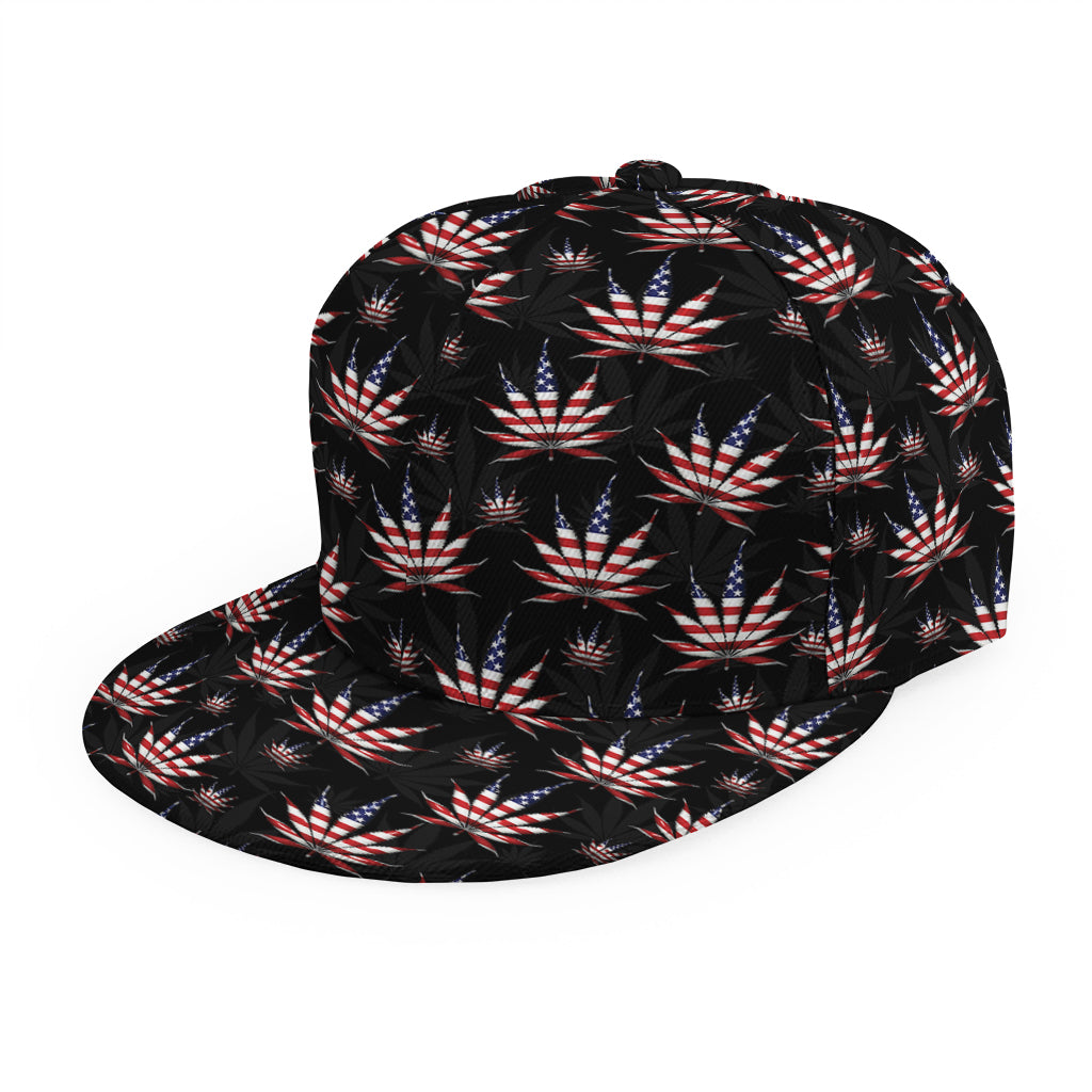 American Marijuana Leaf Pattern Print Snapback Cap