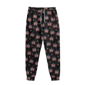 American Marijuana Leaf Pattern Print Sweatpants