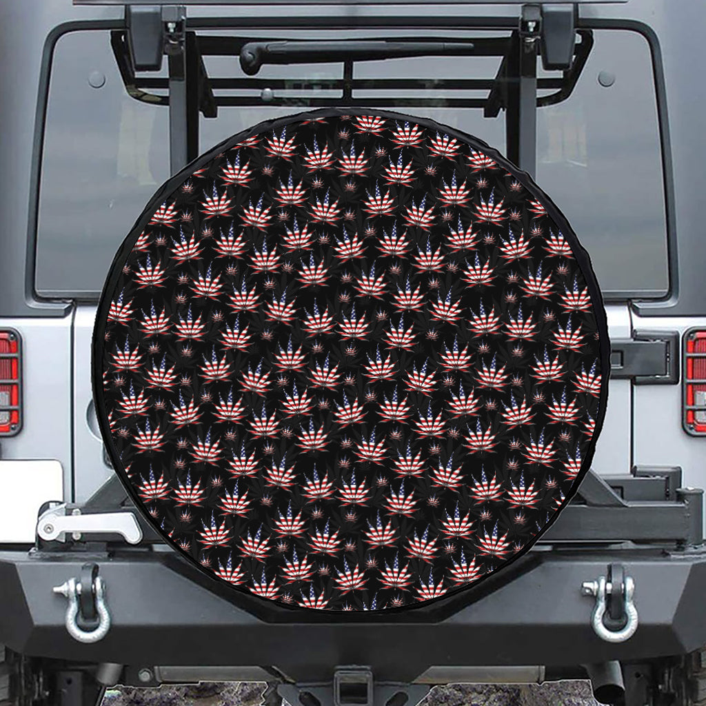 American Marijuana Leaf Pattern Print Tire Cover