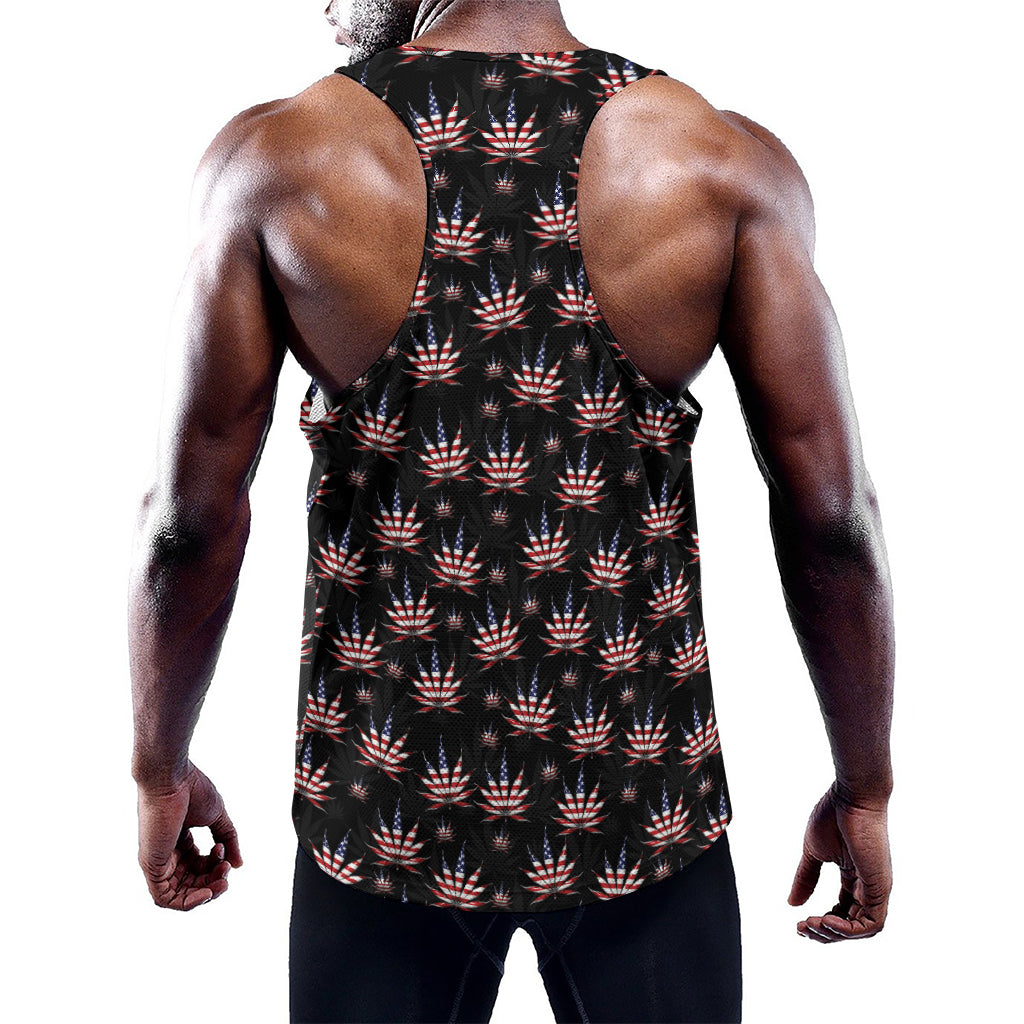 American Marijuana Leaf Pattern Print Training Tank Top