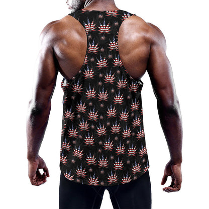 American Marijuana Leaf Pattern Print Training Tank Top