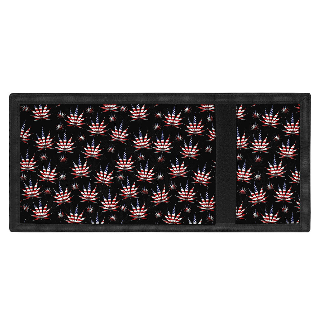 American Marijuana Leaf Pattern Print Trifold Wallet