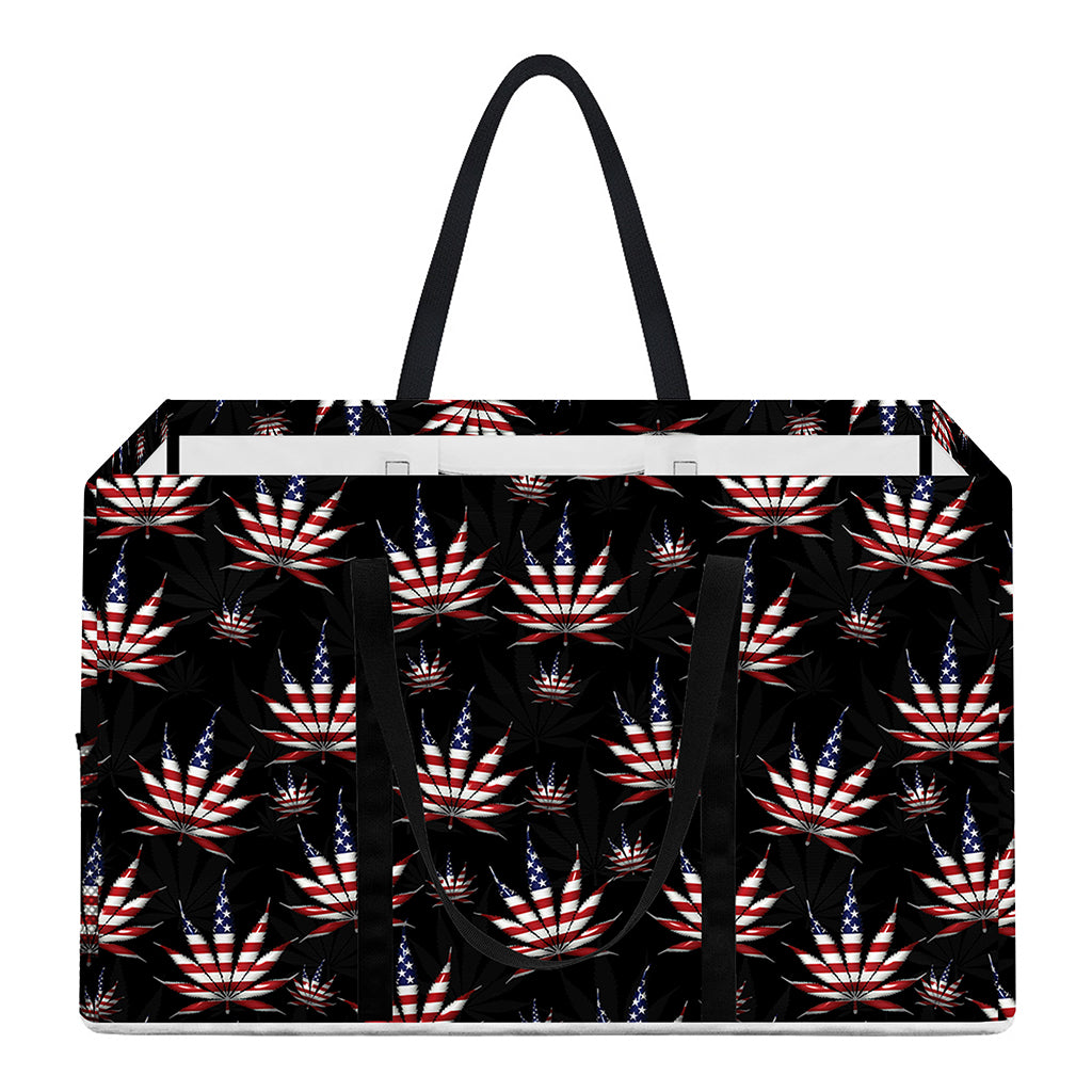 American Marijuana Leaf Pattern Print Utility Tote Bag