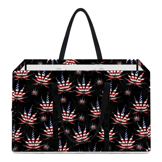 American Marijuana Leaf Pattern Print Utility Tote Bag