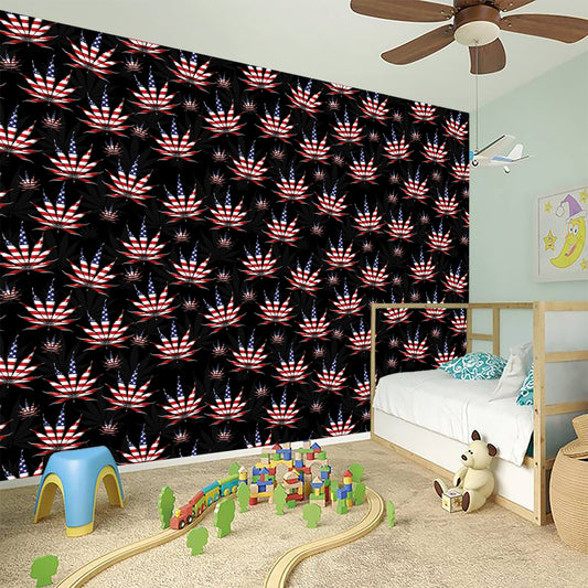 American Marijuana Leaf Pattern Print Wall Sticker