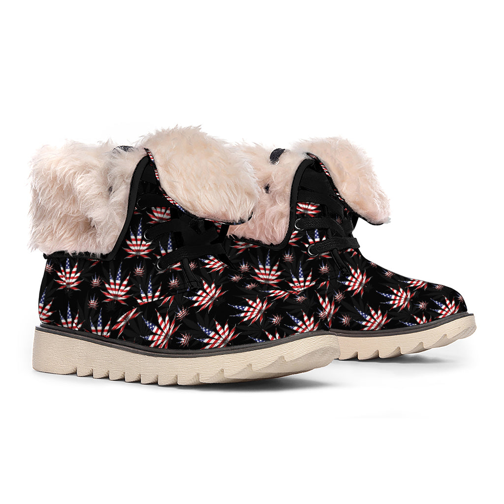 American Marijuana Leaf Pattern Print Winter Boots