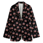 American Marijuana Leaf Pattern Print Women's Cotton Blazer