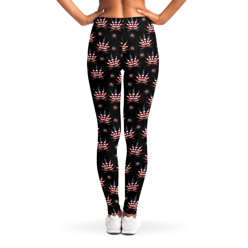 American Marijuana Leaf Pattern Print Women's Leggings