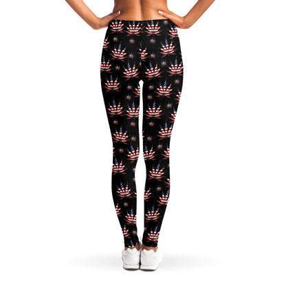 American Marijuana Leaf Pattern Print Women's Leggings