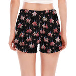 American Marijuana Leaf Pattern Print Women's Split Running Shorts
