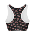 American Marijuana Leaf Pattern Print Women's Sports Bra