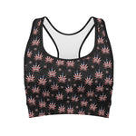 American Marijuana Leaf Pattern Print Women's Sports Bra