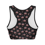 American Marijuana Leaf Pattern Print Women's Sports Bra