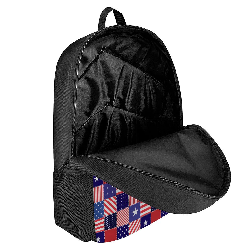 American Patriotic Patchwork Print 17 Inch Backpack