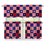 American Patriotic Patchwork Print 3 Piece Kitchen Curtains