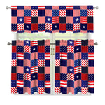 American Patriotic Patchwork Print 3 Piece Kitchen Curtains