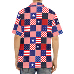 American Patriotic Patchwork Print Aloha Shirt