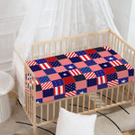 American Patriotic Patchwork Print Baby Crib Sheet