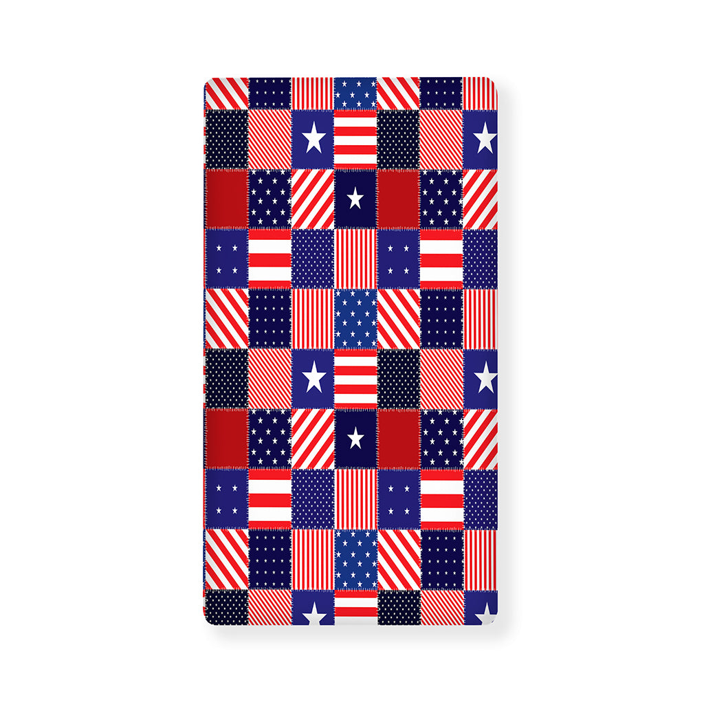 American Patriotic Patchwork Print Baby Crib Sheet